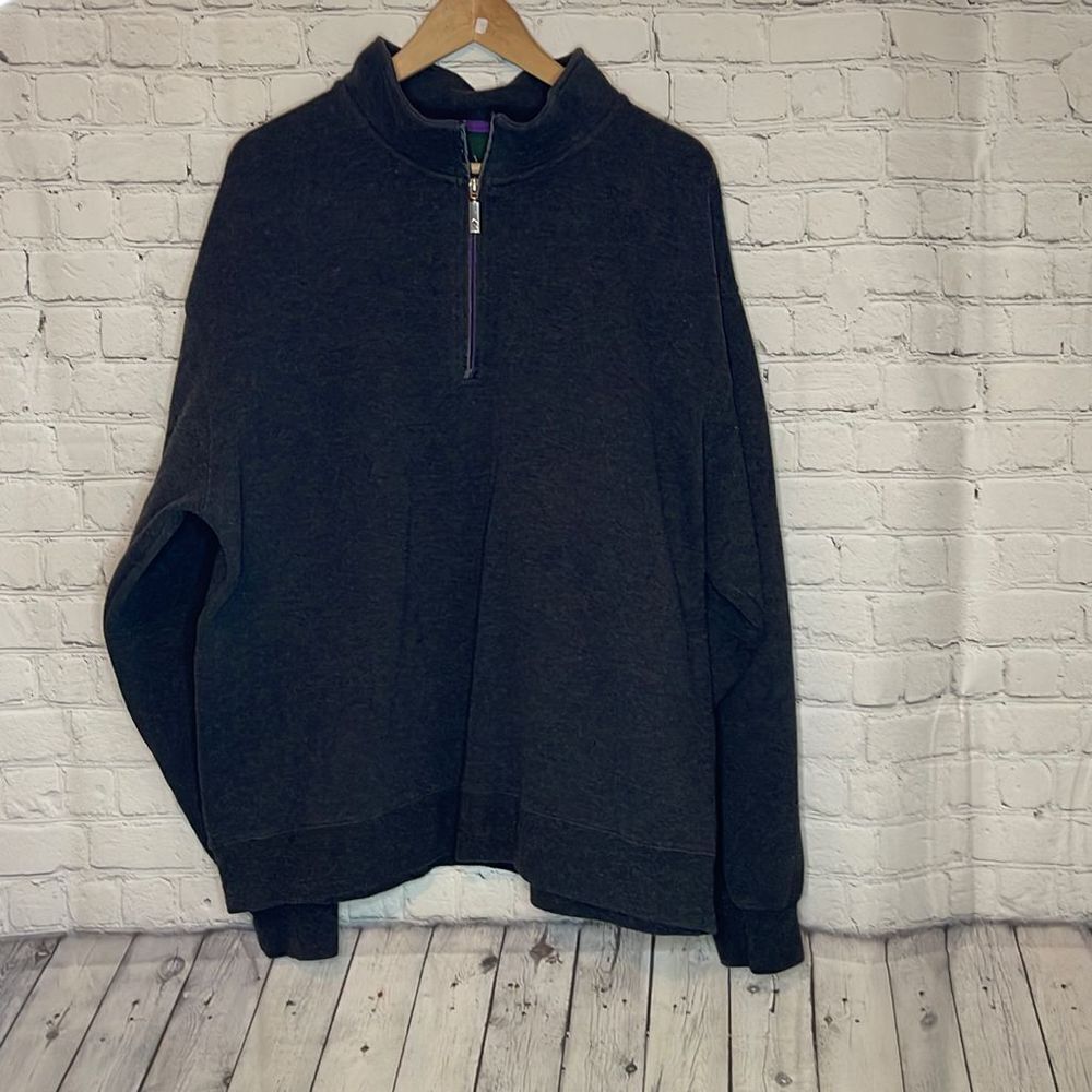 Orvis Mens XXL Charcoal Gray 100% Cotton Quarter Zip Pullover Sweatshirt Outdoor